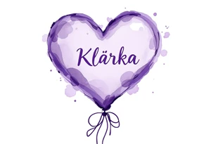 A heart-shaped balloon in soft lavender with a ribbon spelling name Klárka. tattoo idea