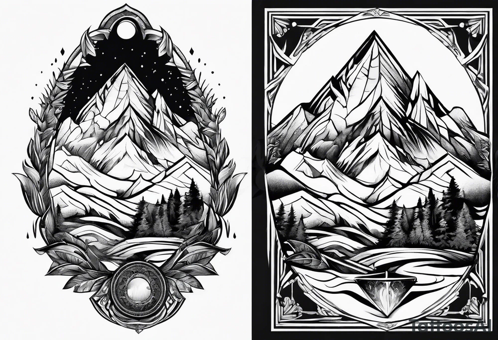 Strong mountain with a little flame tattoo idea