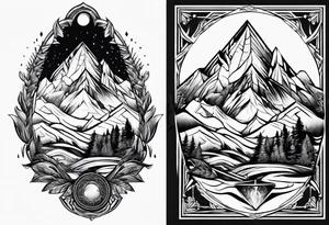 Strong mountain with a little flame tattoo idea