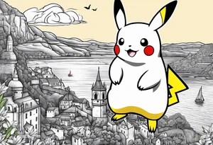 Pikachu drawing mona lisa tattoo idea