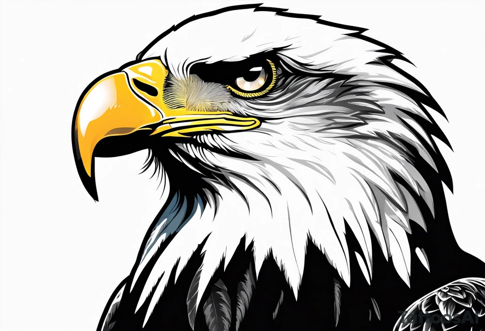 Bold eagle perched on branch tattoo idea