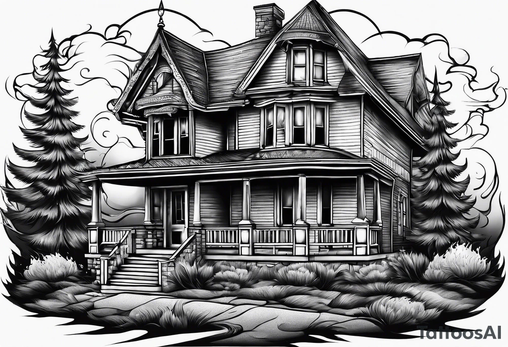 House on fire tattoo idea