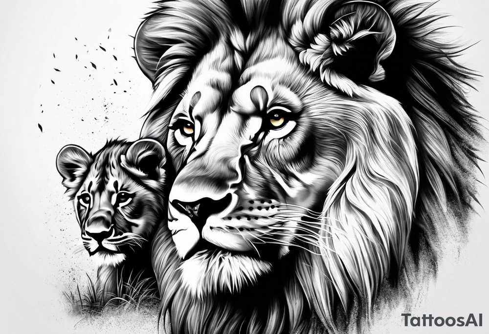 lion and cub tattoo idea