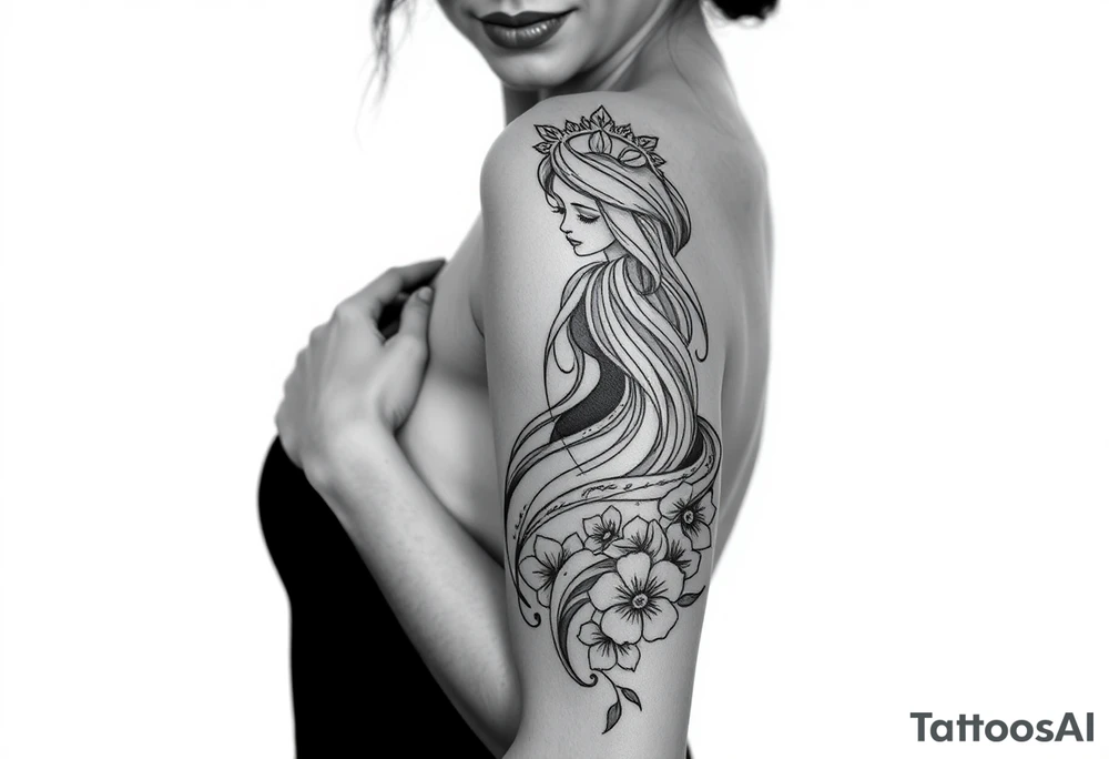 Sexy unique Aquarius goddess sleeve tattoo tattoo idea