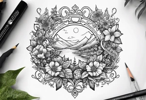 Wildflowers and ivy vines tattoo idea