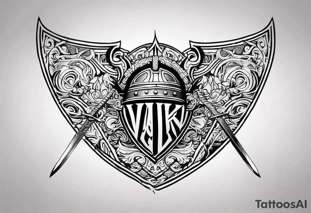 Valhalla viking helmet 
Sword shield tattoo idea