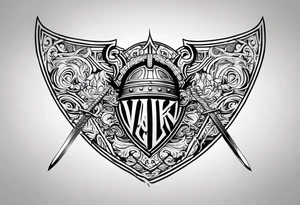 Valhalla viking helmet 
Sword shield tattoo idea