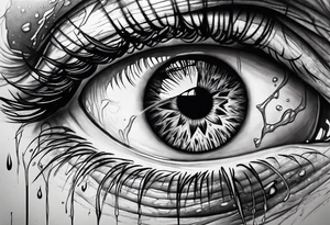 A realistic majestic human eye crying tears of blood tattoo idea
