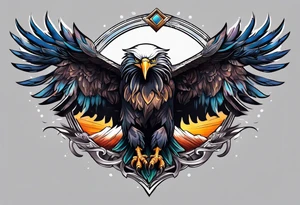 Dark eagle chest tattoo idea
