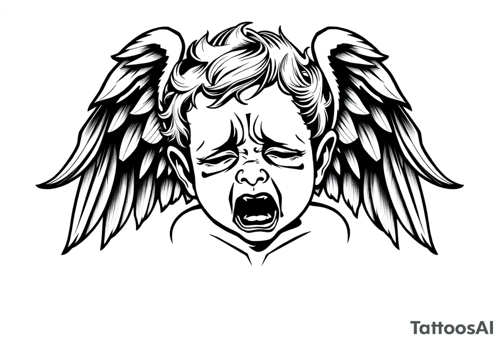 weird crying angel tattoo idea