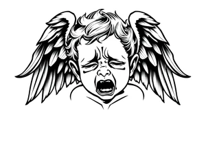 weird crying angel tattoo idea