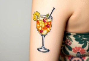 Fun island vacation cocktail in a rocks glass with fun garnishes. About 2 inches tattoo idea