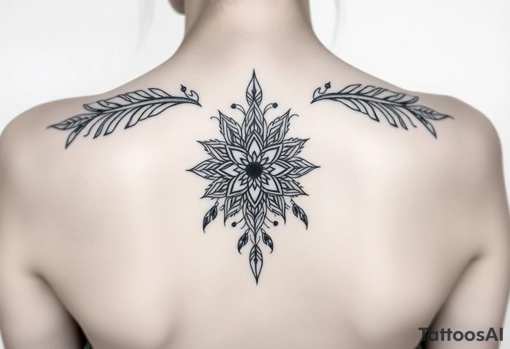 spiritual feathers ornamental mandala shaman tattoo idea
