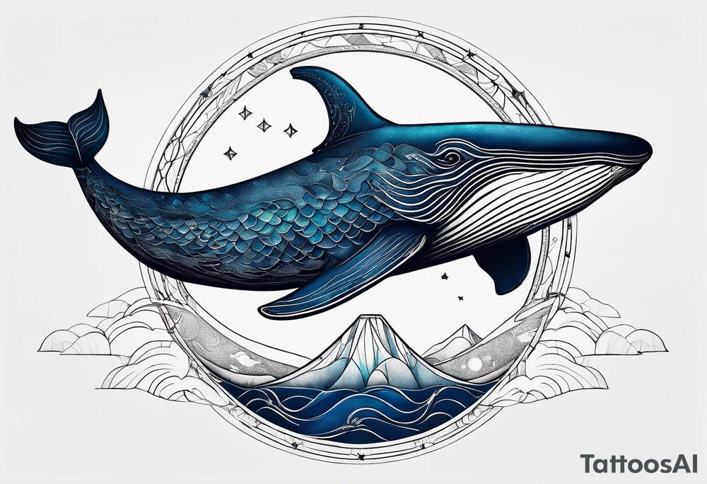 Blue whale and the moon tattoo idea
