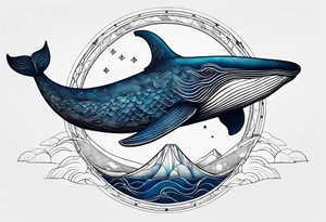 Blue whale and the moon tattoo idea