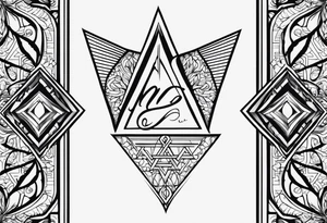 elongated tattoo with the name Michael in Hebrew inside the mantra love tattoo idea