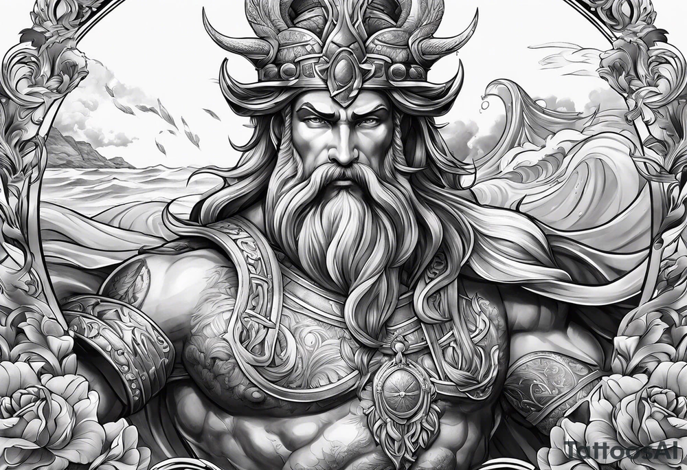 Poseidon mit umhang tattoo idea
