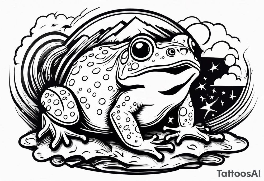 A toad in a thunderstorm tattoo idea