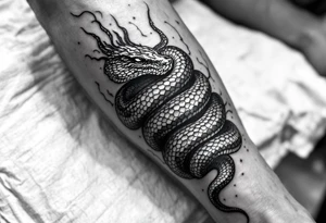 snake wrapping around lower leg tattoo idea