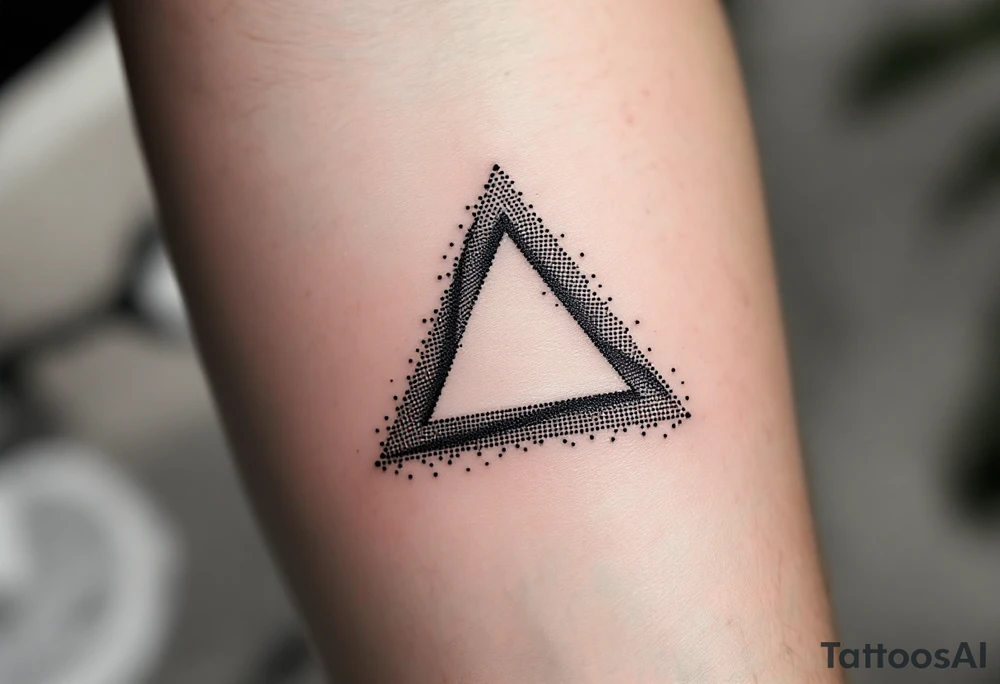 A dotted-line triangle in fine black ink, symbolizing subtlety and intention. tattoo idea