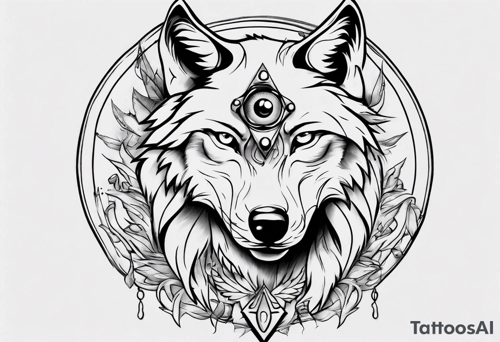 Wolf with woman eye tattoo idea