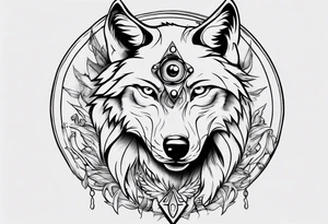Wolf with woman eye tattoo idea