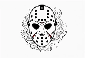 Friday the 13th Jason mask tattoo with smoke tattoo idea