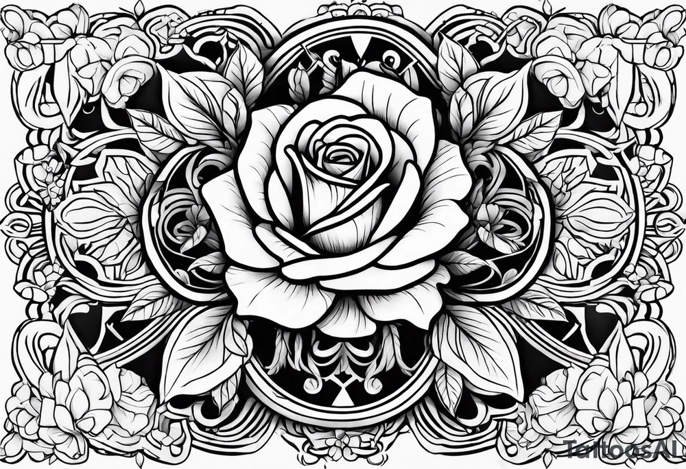 The name “Abel” surrounded by roses tattoo idea
