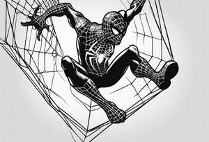 Spiderman shooting web while swinging tattoo idea