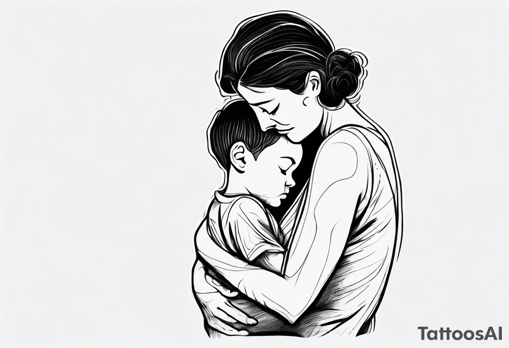 Mother hugging her son tattoo idea