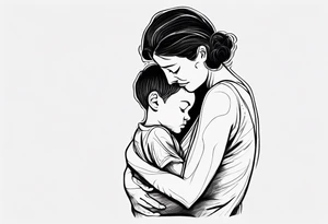 Mother hugging her son tattoo idea