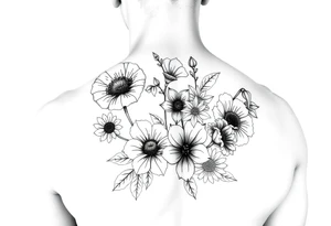 poppy, gladiolus, holly, narcissistic, poinsettia, daisy, and sweet pea arm tattoo tattoo idea