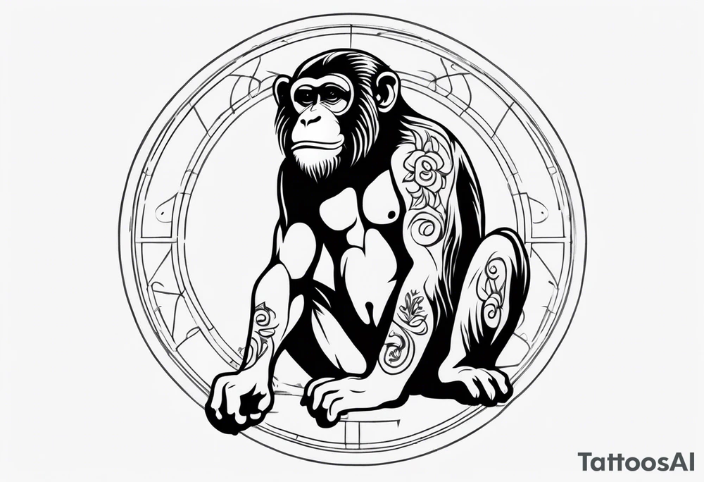 zodiac monkey with full body tattoo idea