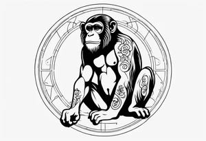 zodiac monkey with full body tattoo idea