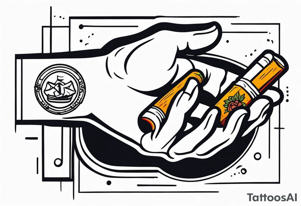 hand holding cigarette tattoo idea