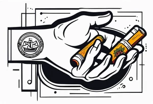 hand holding cigarette tattoo idea