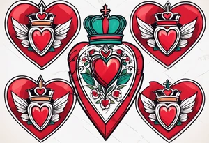 sacred heart vintage traditional tattoo simple sketch old school bold colors with banner christian
symbol
flowers crown on top of heart tattoo idea