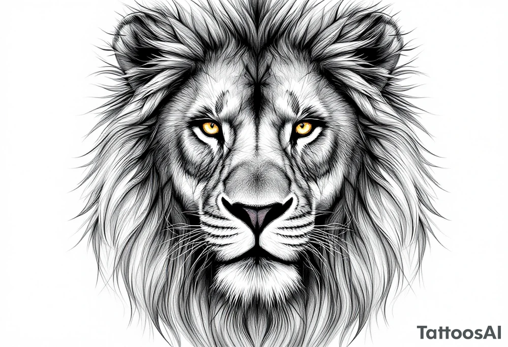 powerful majestic lion, close-up tattoo idea