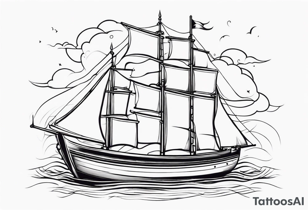 Tubarões, polvo e barcos no braço tattoo idea