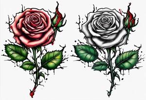 bleeding rose with a stem snapped in two tattoo idea