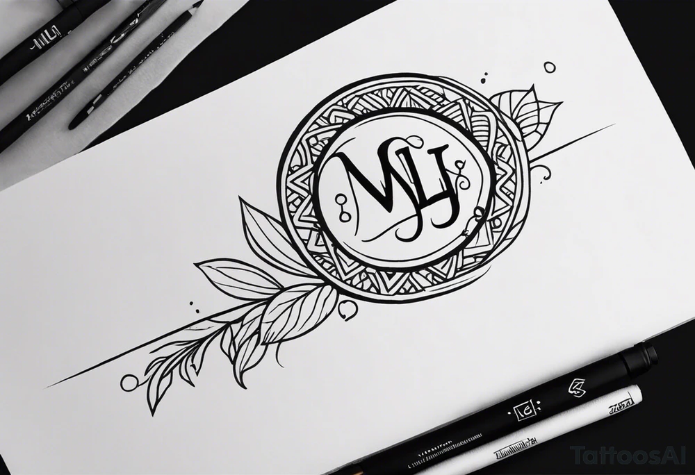 Create a small moluccan style tattoo on the forearm with the initials MLJ, date of birth 22/09/22 tattoo idea