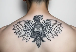 Quetzalcoatl Aztec pyrami treasure black and white tattoo idea
