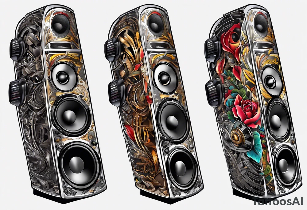 speaker, concert sound tattoo idea