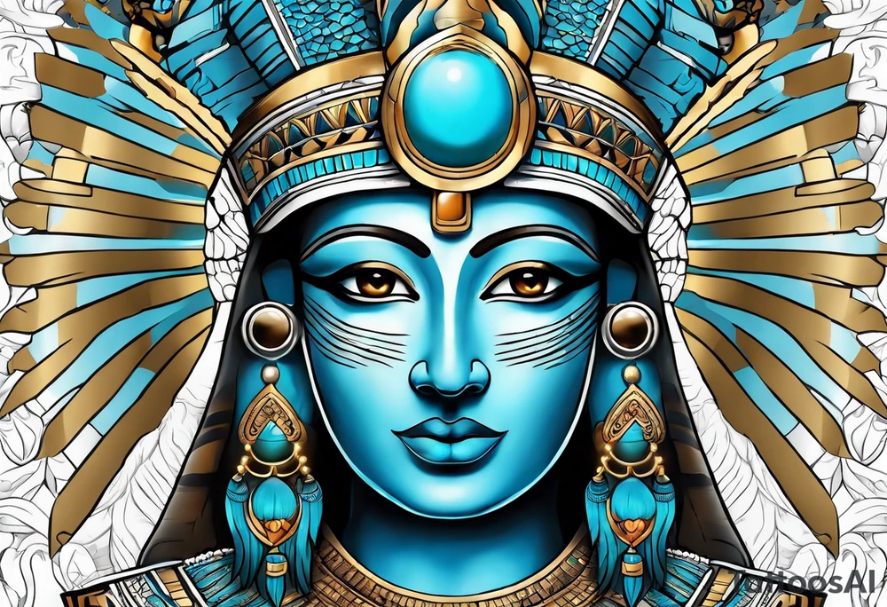 Isis egypt god, light blue tattoo idea
