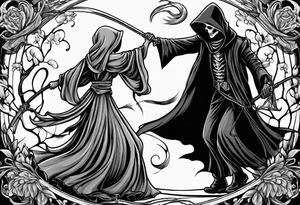 Grim reaper dances with girl tattoo idea