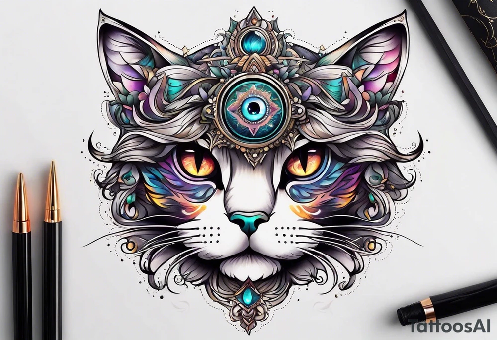 Third eye cat tattoo idea