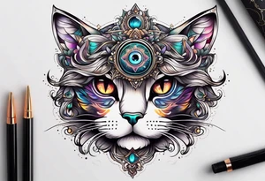 Third eye cat tattoo idea