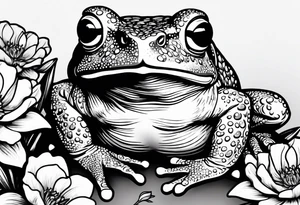 Toad holding flowers to go on a date tattoo idea
