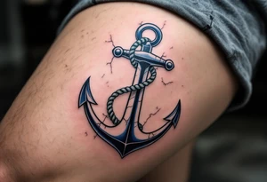 A blue anchor with cracked ropes symbolizes breaking free from emotional burdens. tattoo idea