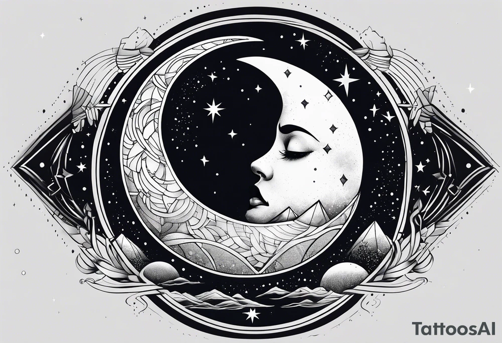 moon in space tattoo idea